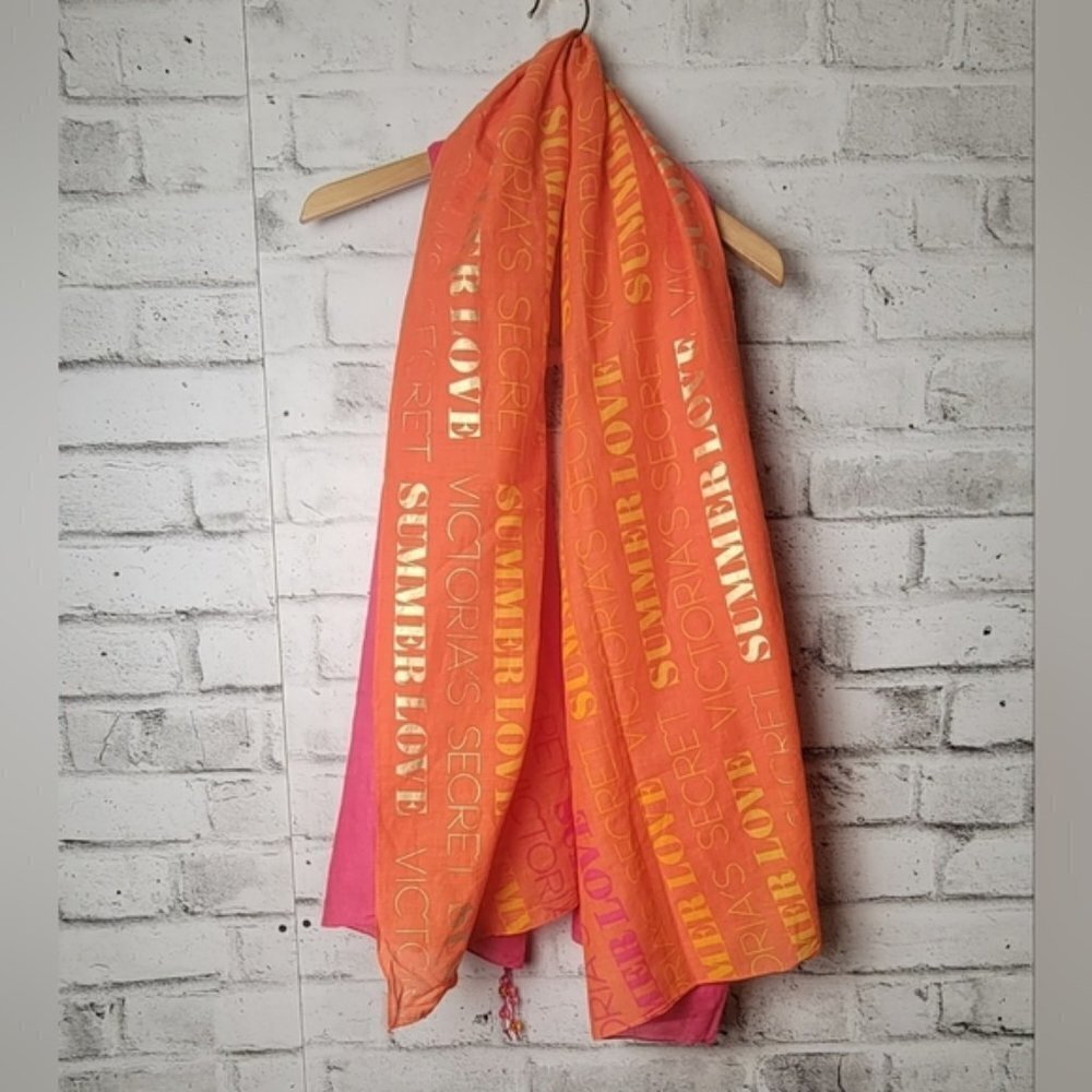 Victoria's Secret Y2K Pink Orange Logo Summer Love Scarf Wrap NWT